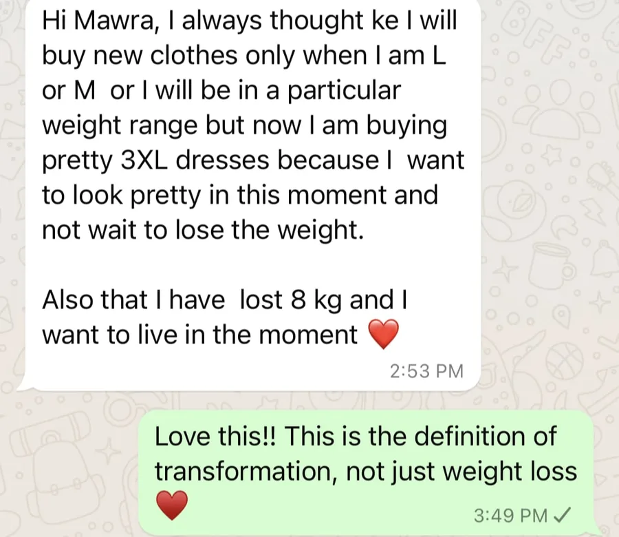 Written testimonial from a Coach Mawra client
