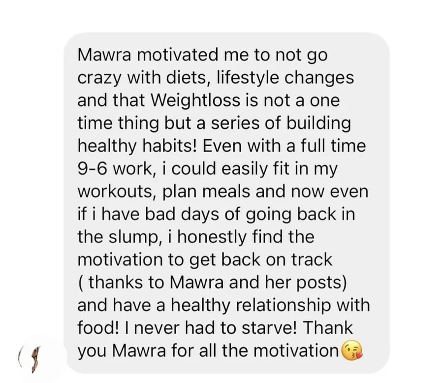 Written testimonial from a Coach Mawra client